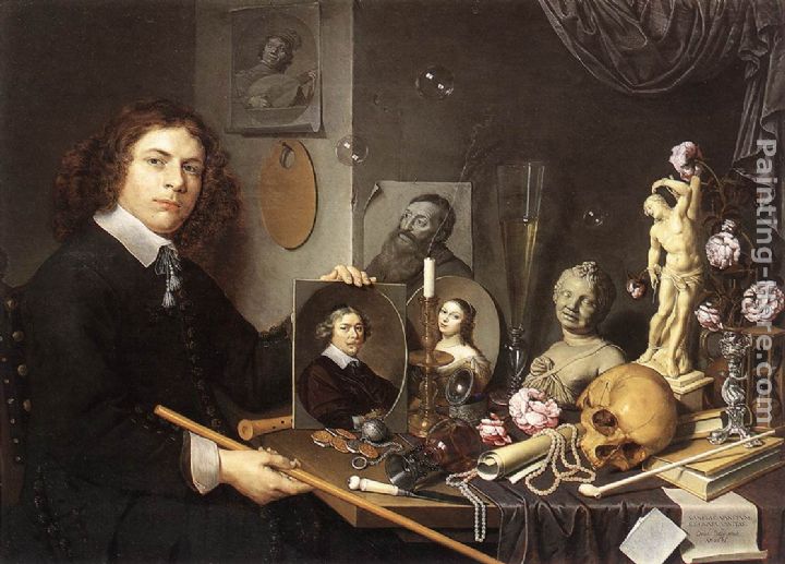 Self-portrait With Vanitas Symbols painting - Giovanni Baglione Self-portrait With Vanitas Symbols art painting